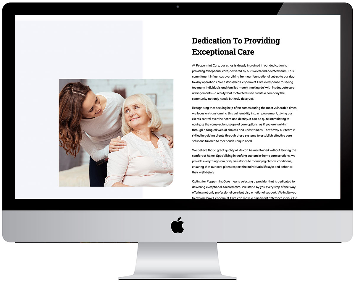 Scorched Media Website Design Portfolio - Peppermint Care