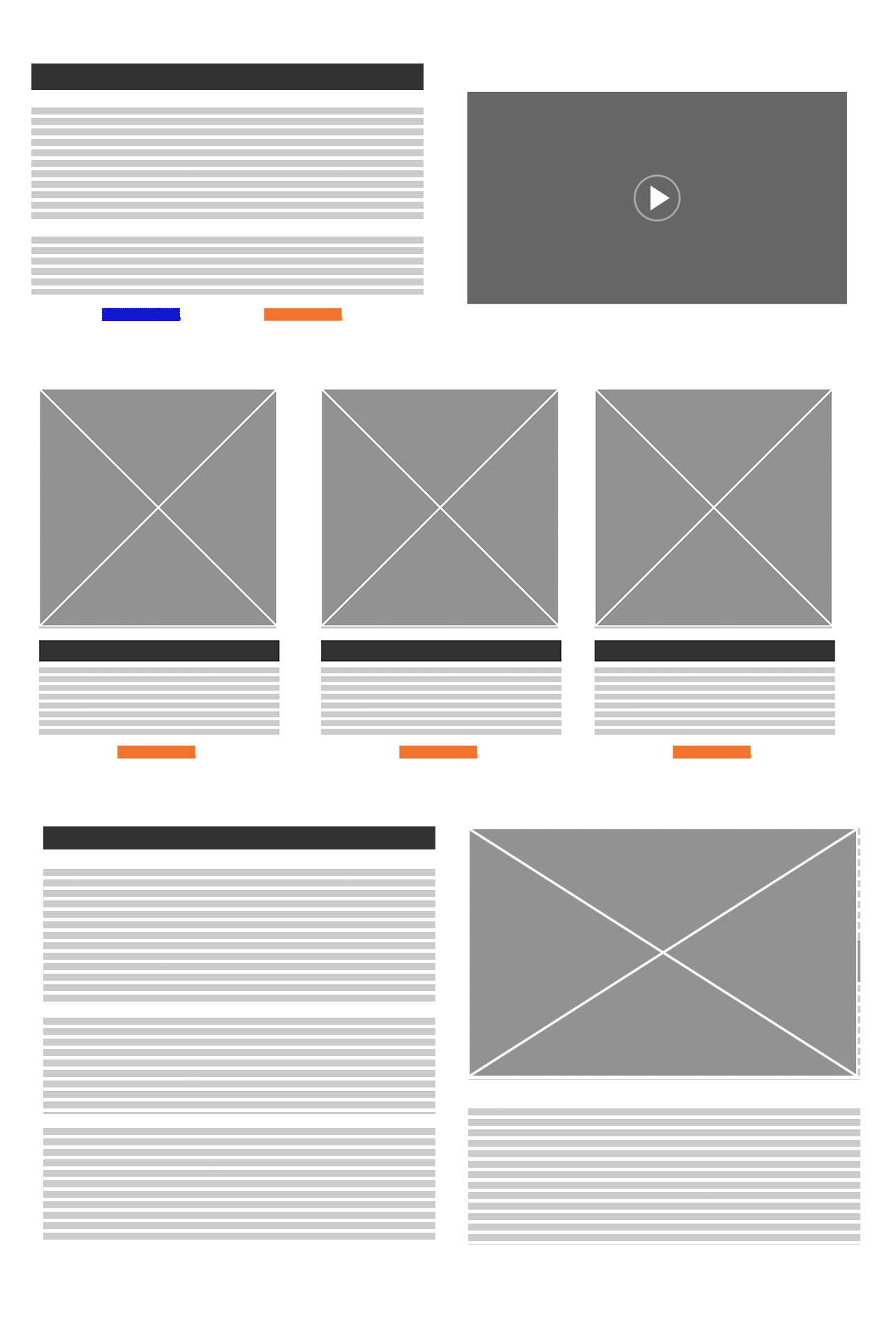 Website service Hub page wireframe. 