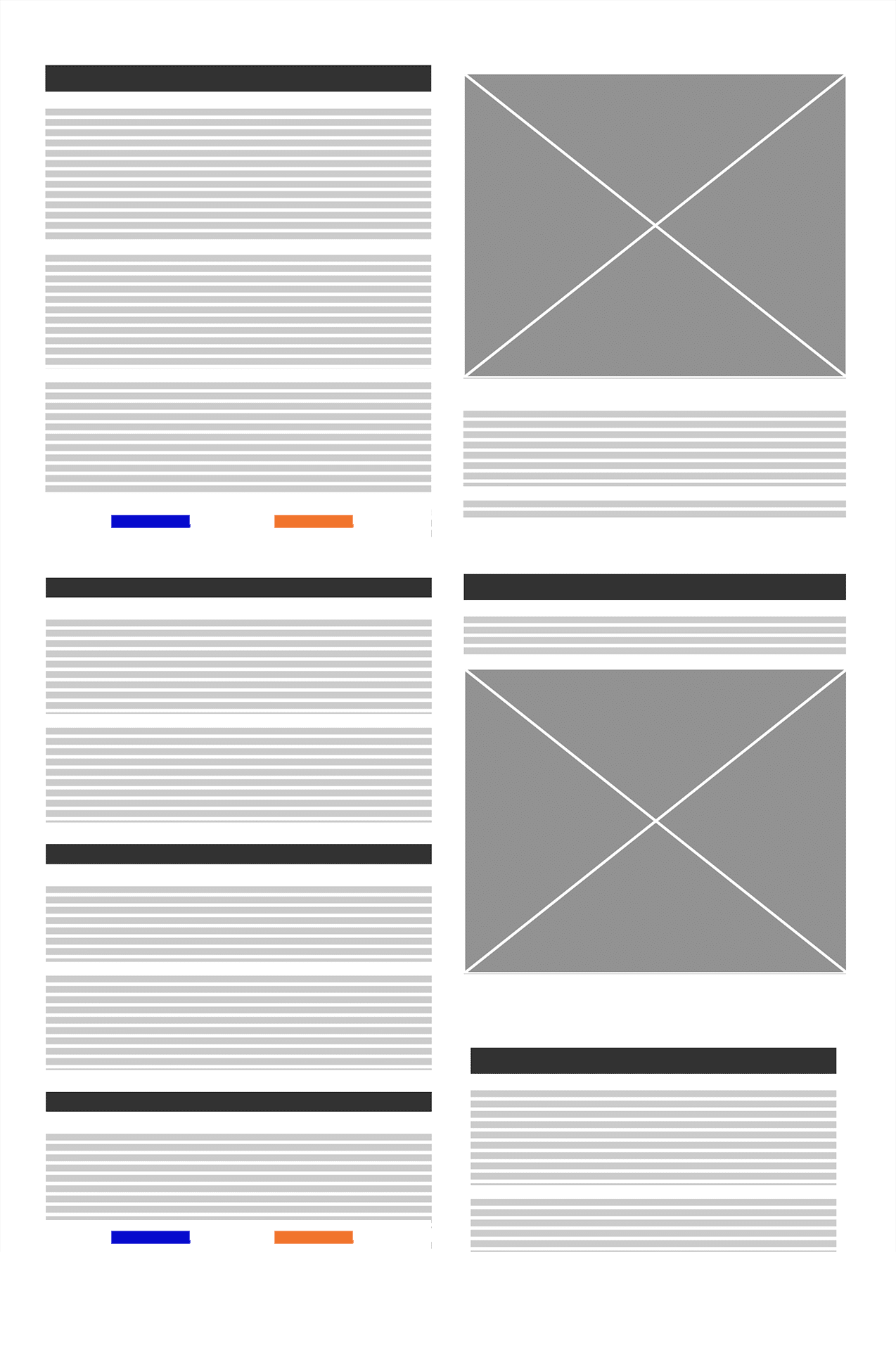 Website service page wireframe.